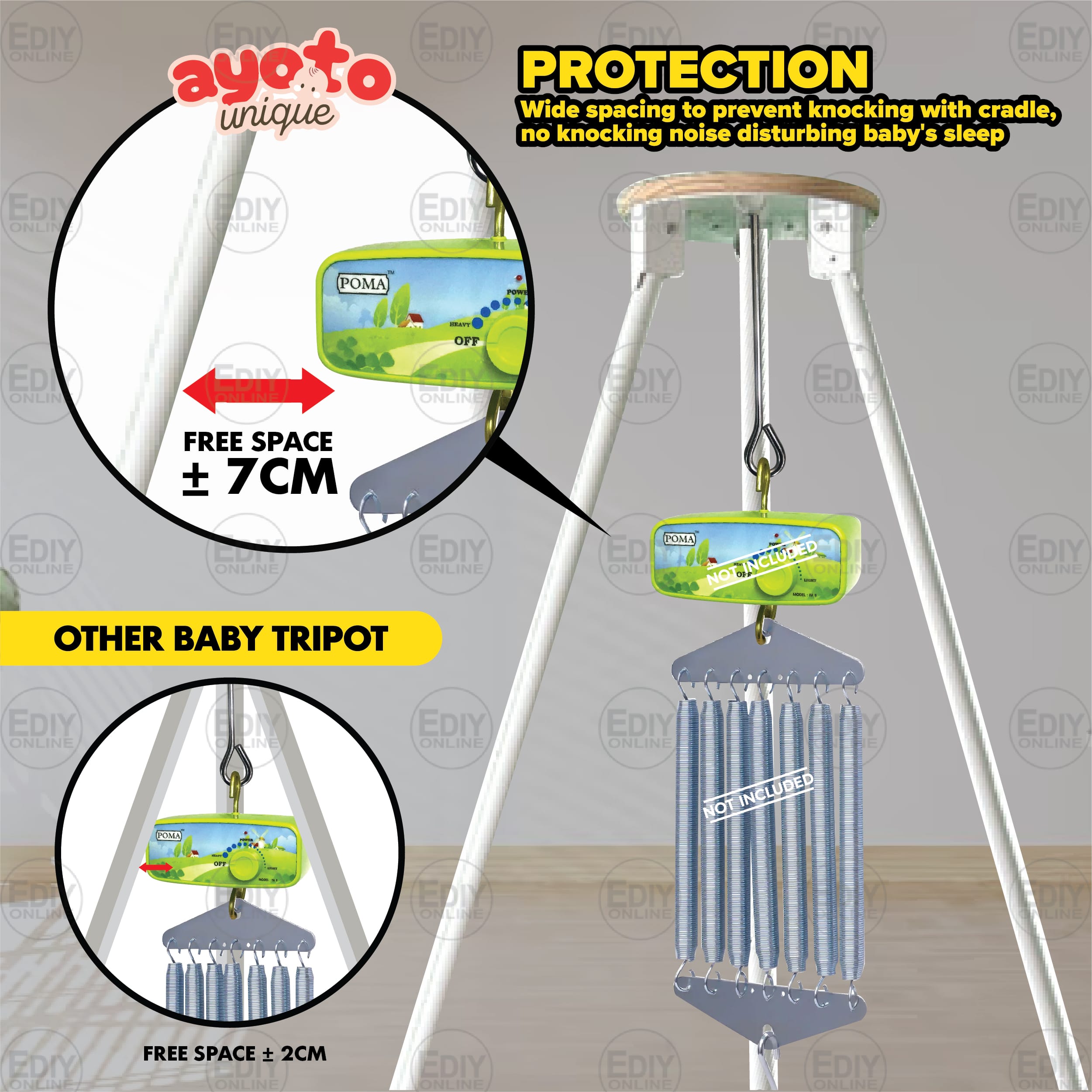 【NEW】 PREMIUM QUALITY CHROME 100KG TRAVEL BABY SPRING COT TRIPOD STAND ...