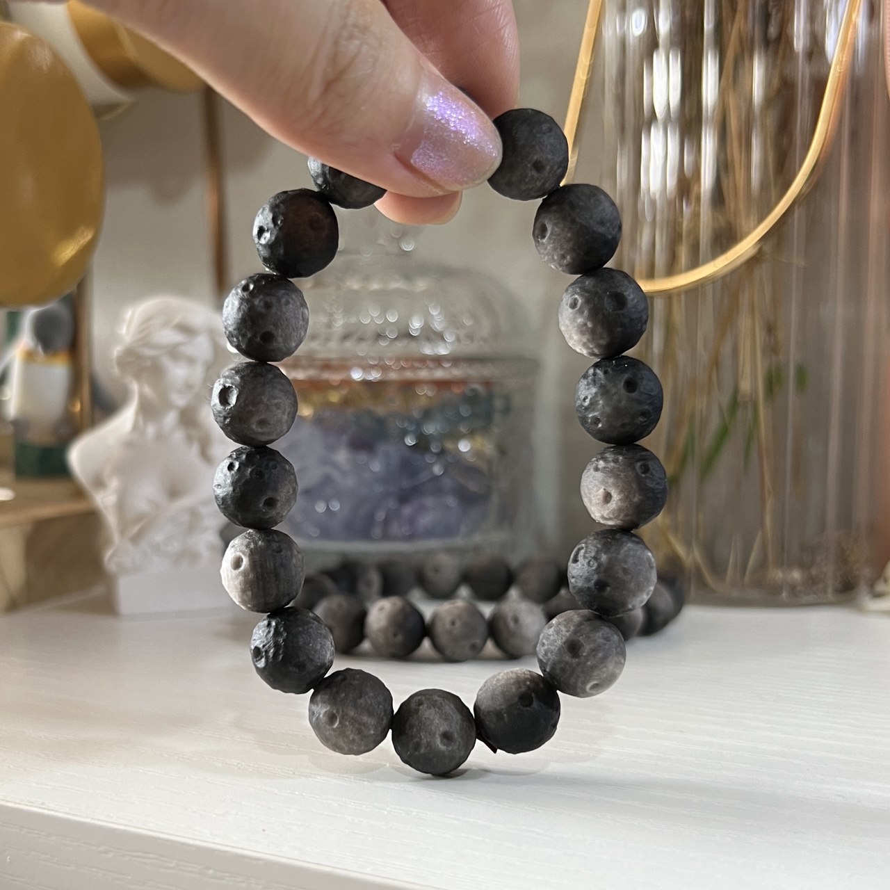 陨石音曜石11mm | Planet Silver Obsidian 11mm | Chubby Neko