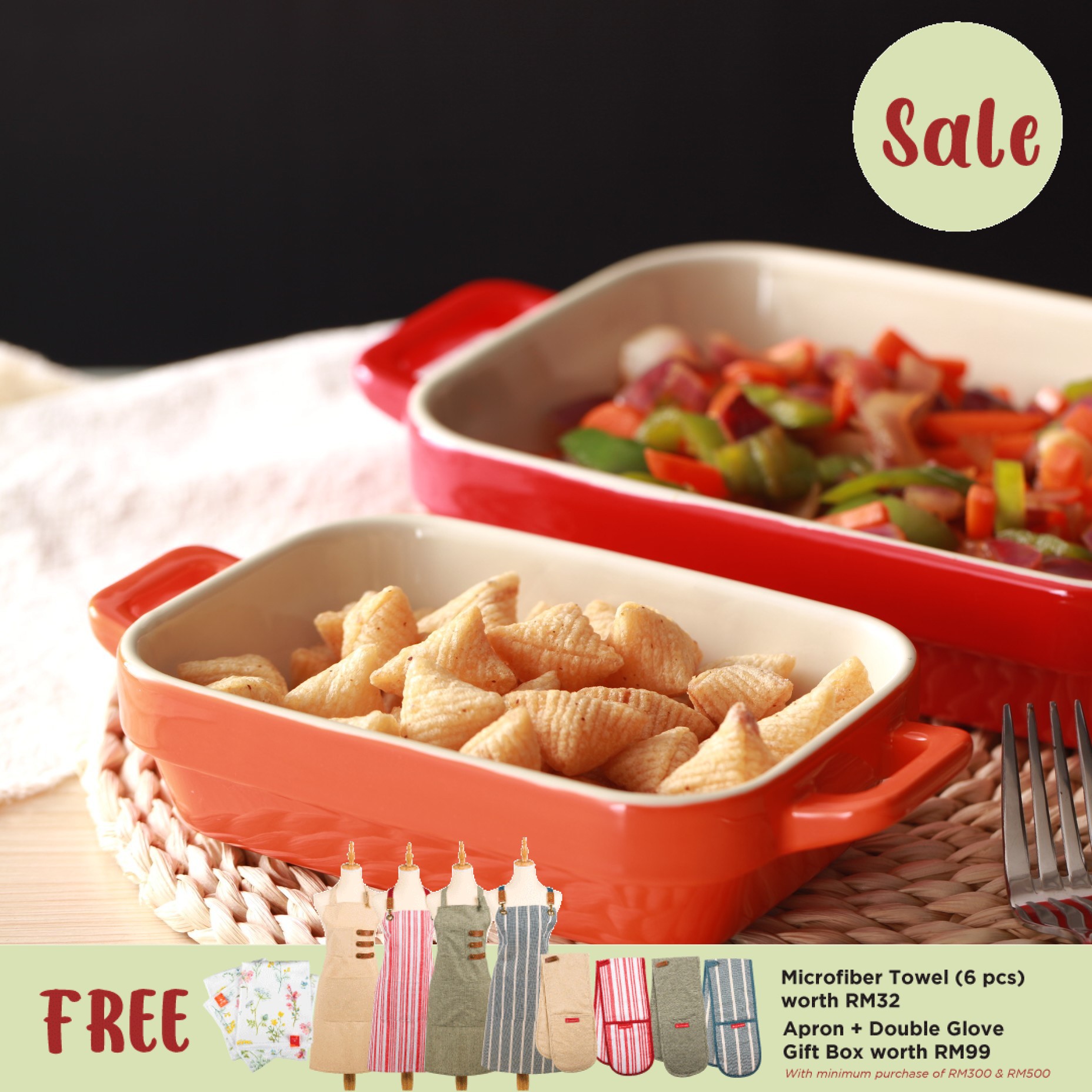 Color King Ceramic Rectangular Baking Tray (8