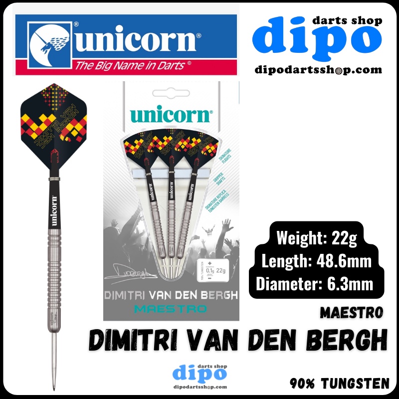 UNICORN Steel Darts - DIMITRI VAN DEN BERGH (MAESTRO 90% Tungsten