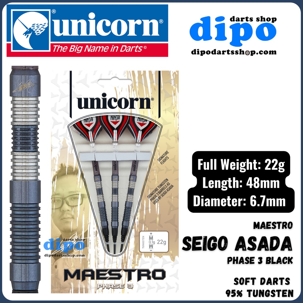 UNICORN Soft Darts - Seigo Asada Phase 3 Black (Maestro 95
