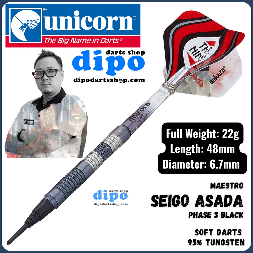 UNICORN Soft Darts - Seigo Asada Phase 3 Black (Maestro 95