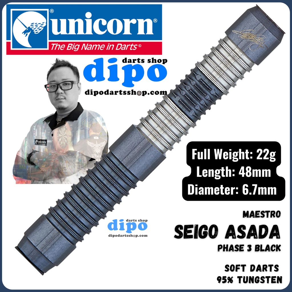 ダーツ code unicorn SEIGO ASADA UNICORN Soft Darts - Seigo Asada Phase 3 Black (Maestro 95