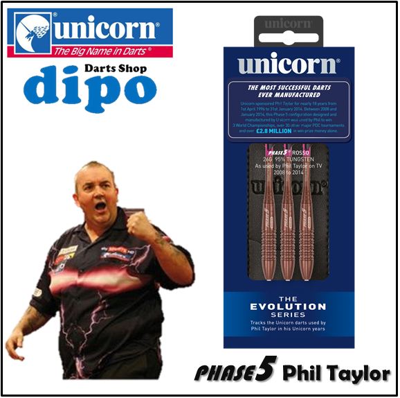UNICORN Steel Darts - Evolution Series Phase 5 Rosso Phil Taylor