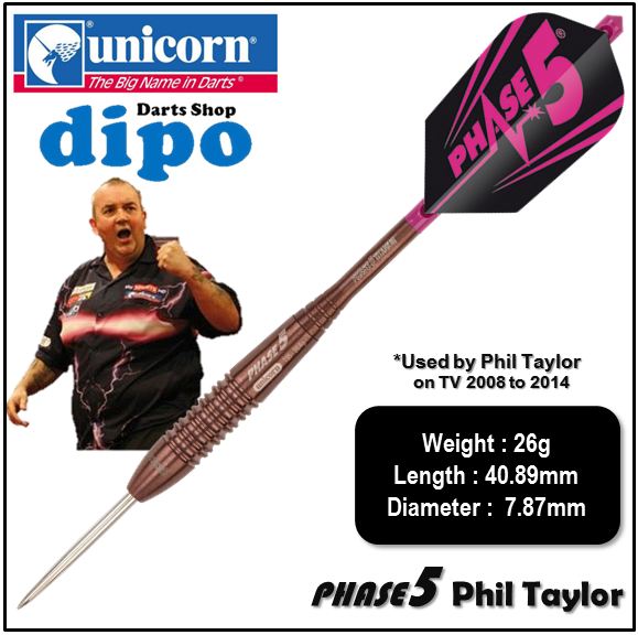 UNICORN Steel Darts - Evolution Series Phase 5 Rosso Phil Taylor