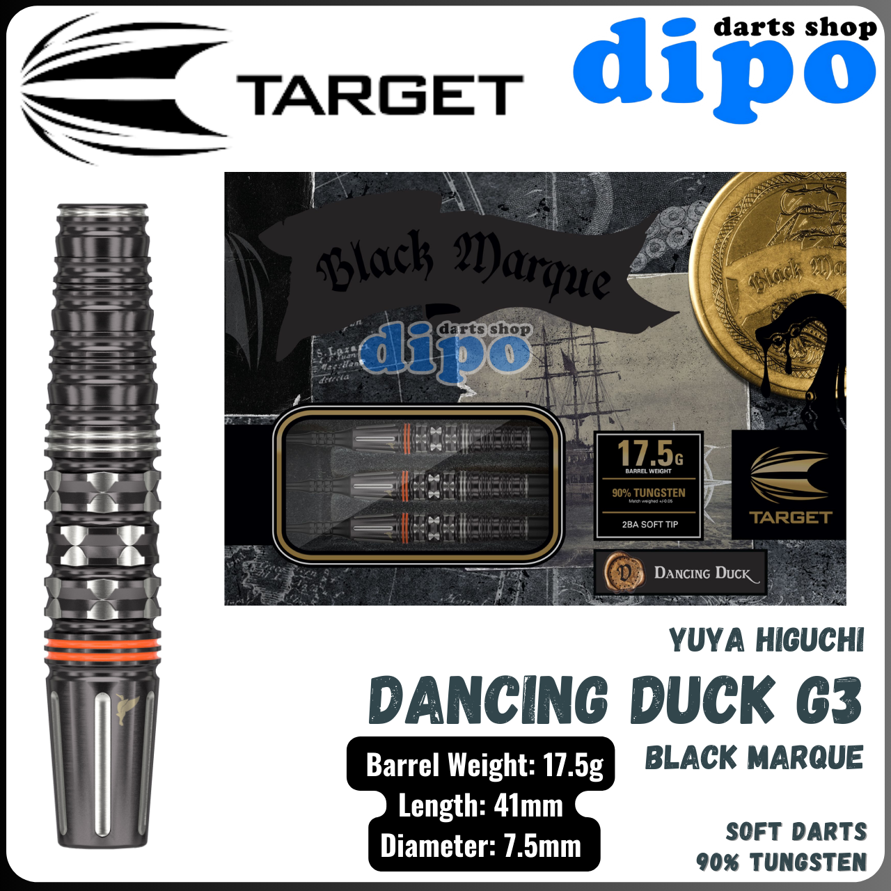TARGET Soft Darts - BLACK MARQUE DANCING DUCK Gen 3 (Atsushi