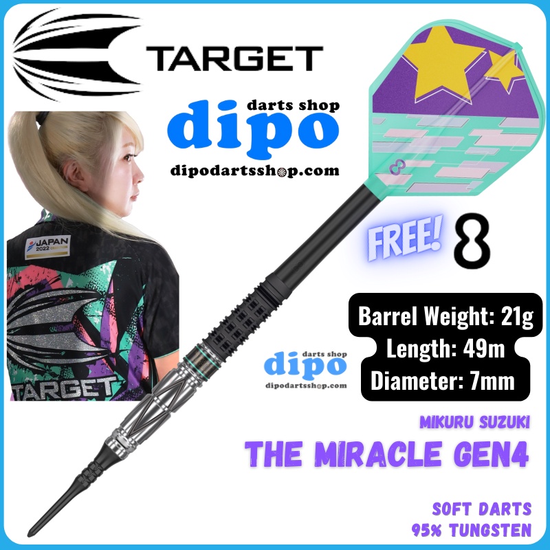 限定TARGET THE MIRACLE GEN-4 Mikuru Suzuki Target Japan Mikuru Suzuki The Miracle G4 95% Soft Tip Darts