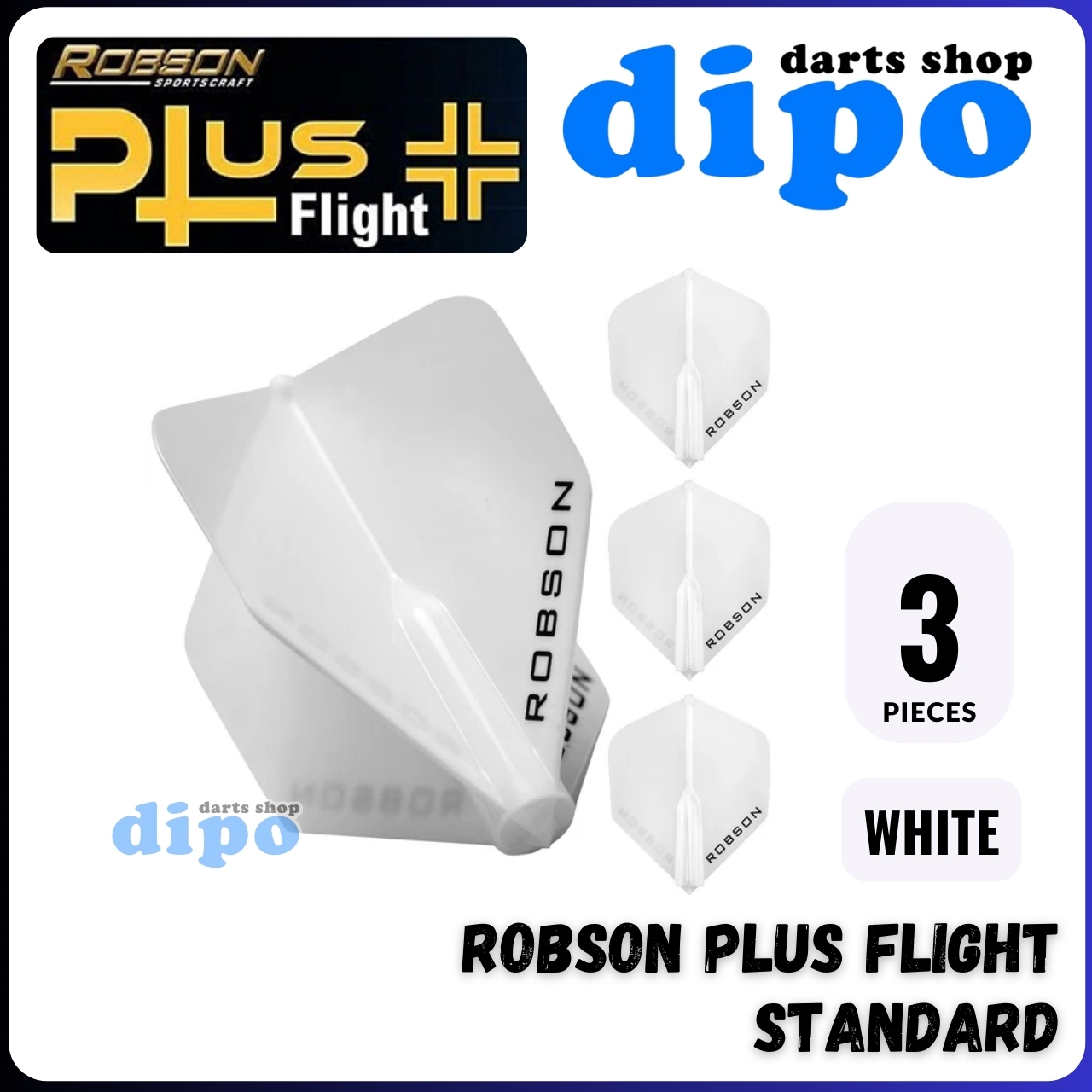 Integrierte Dart Flights Robson Plus Flight Standard Finn White Robson Flights
