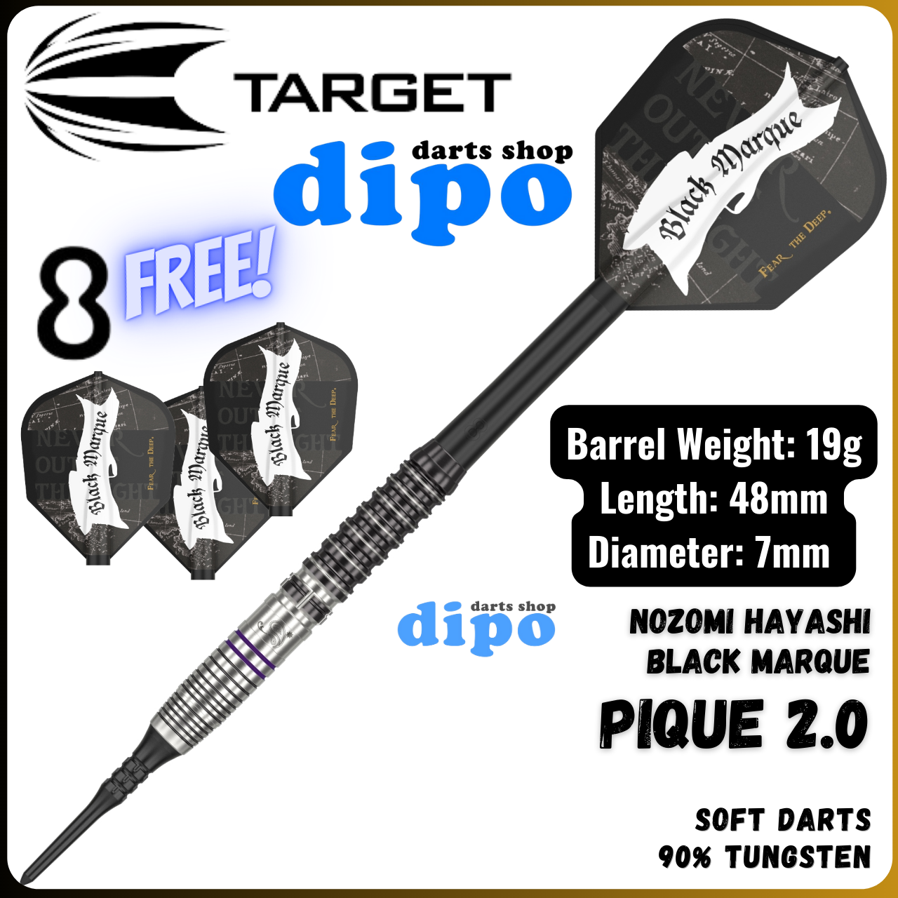 ダーツ TARGET Black Marque Pique2.0 Target Black Marque Pique 2.0 Soft Tip Darts - 19gm