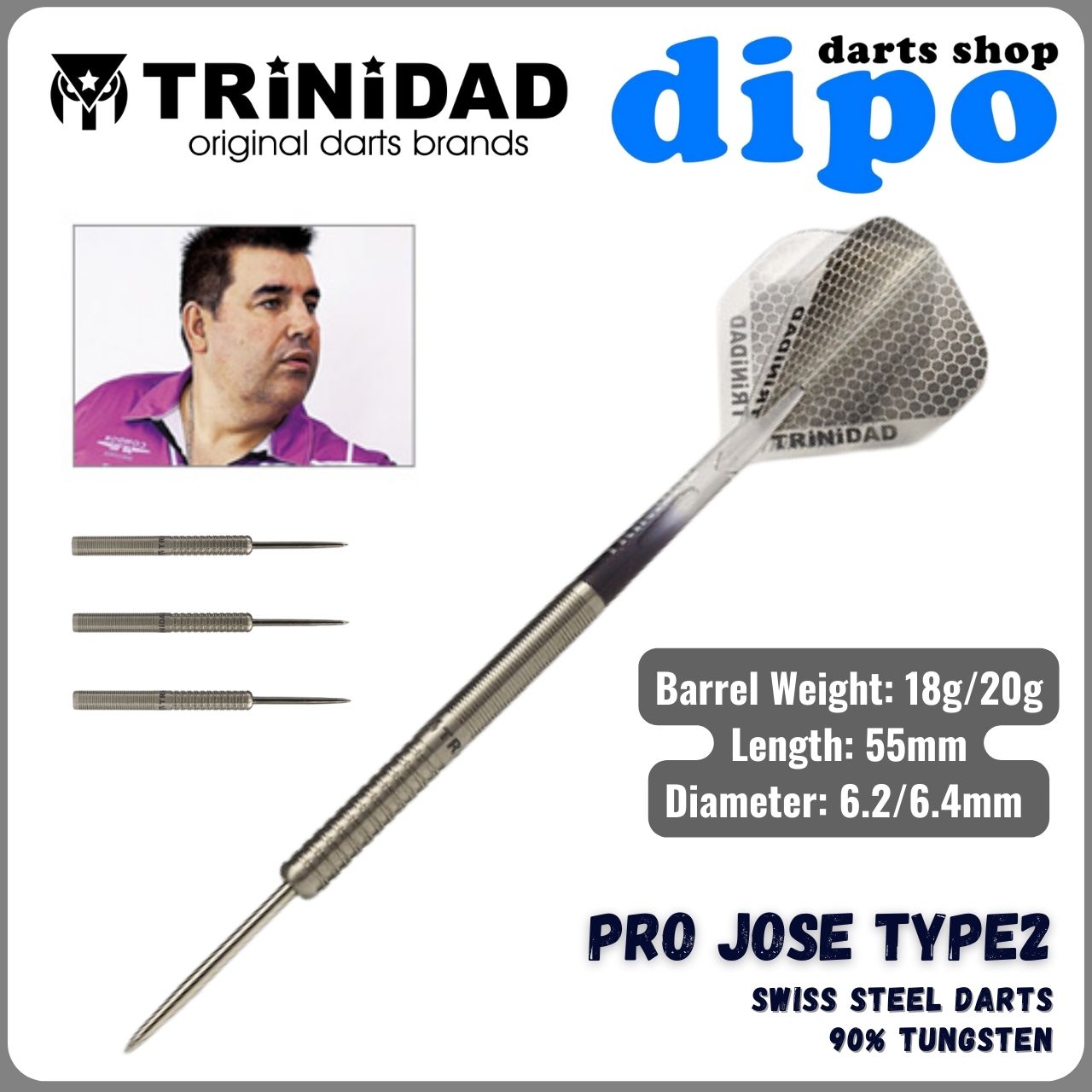 TRiNiDAD Steel Darts - PRO JOSE Type2 ( Jose De Sousa model