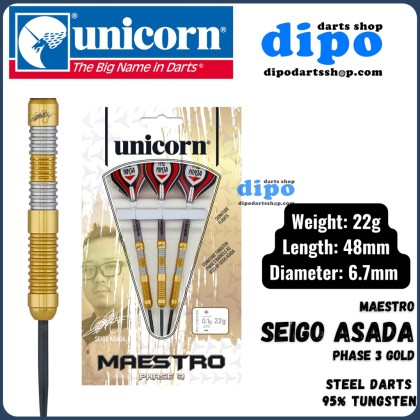 UNICORN Steel Darts - Seigo Asada Phase 3 Gold (Maestro 95