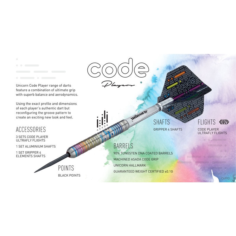 ダーツ unicorn code seigo asada 2BA Seigo Asada Code 90% Tungsten Steel Tip Darts by Unicorn