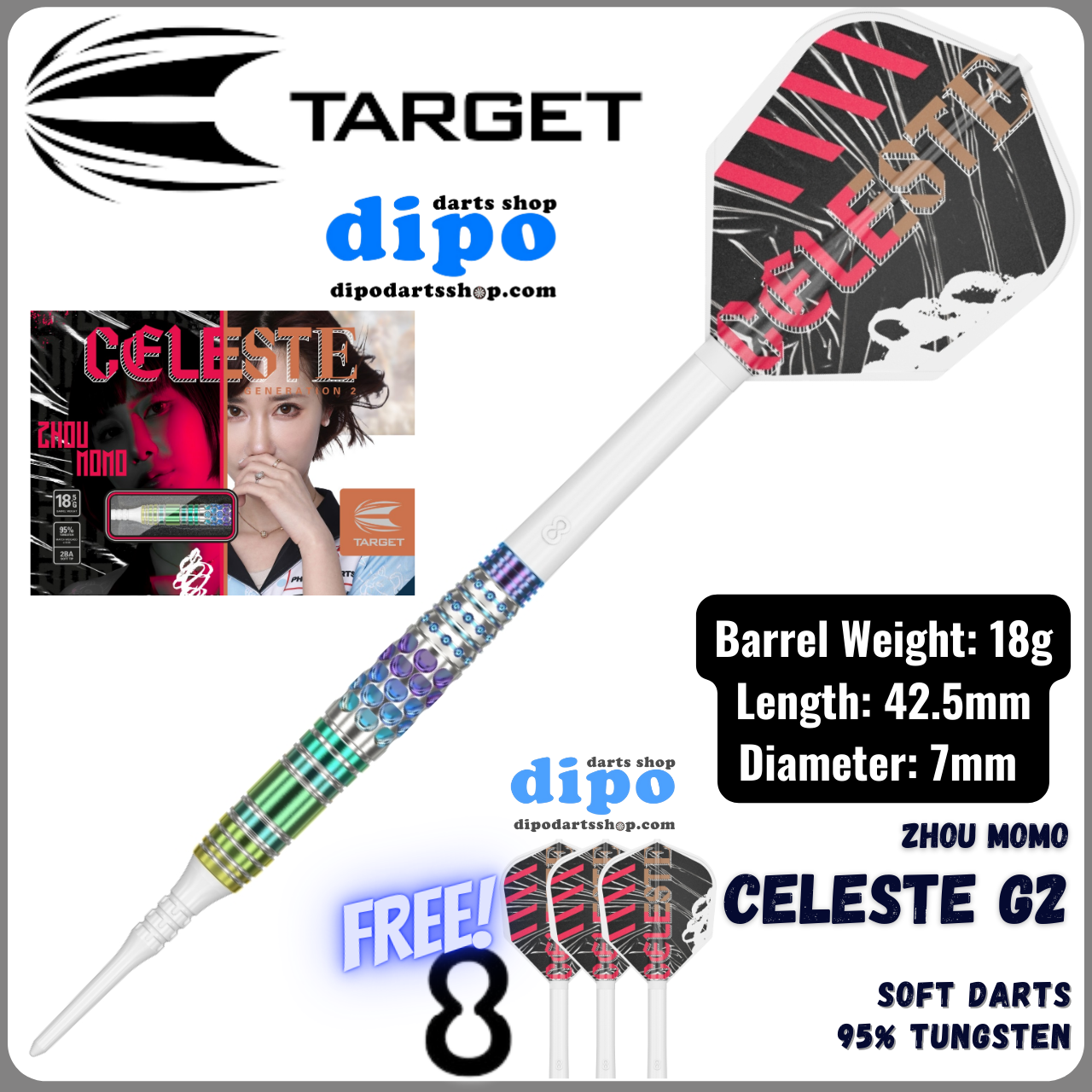 TARGET CELESTE Gen 2 (Zhou Momo model) - Soft Darts | Dipo Darts Shop