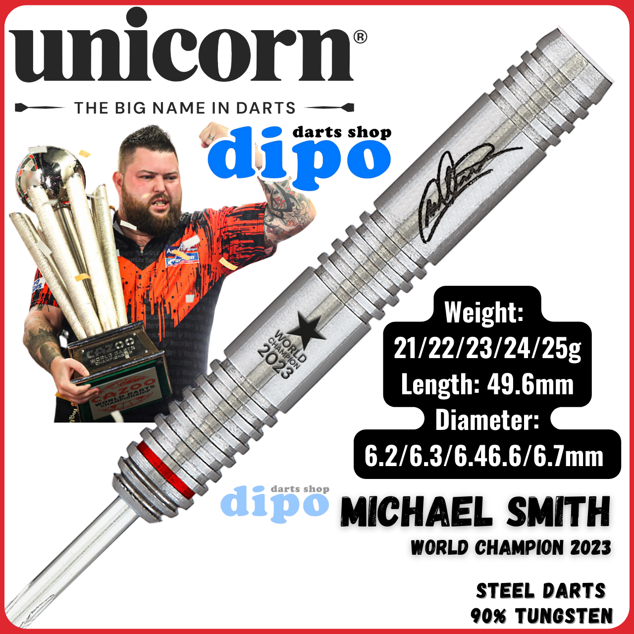 UNICORN MICHAEL SMITH (World Champion 2023) - Steel Darts | Dipo