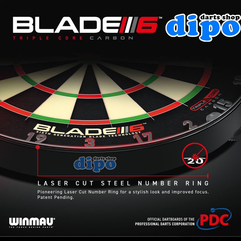 WINMAU BLADE 6 Triple Core Carbon Dartboard (Blade Type) - WINMAU