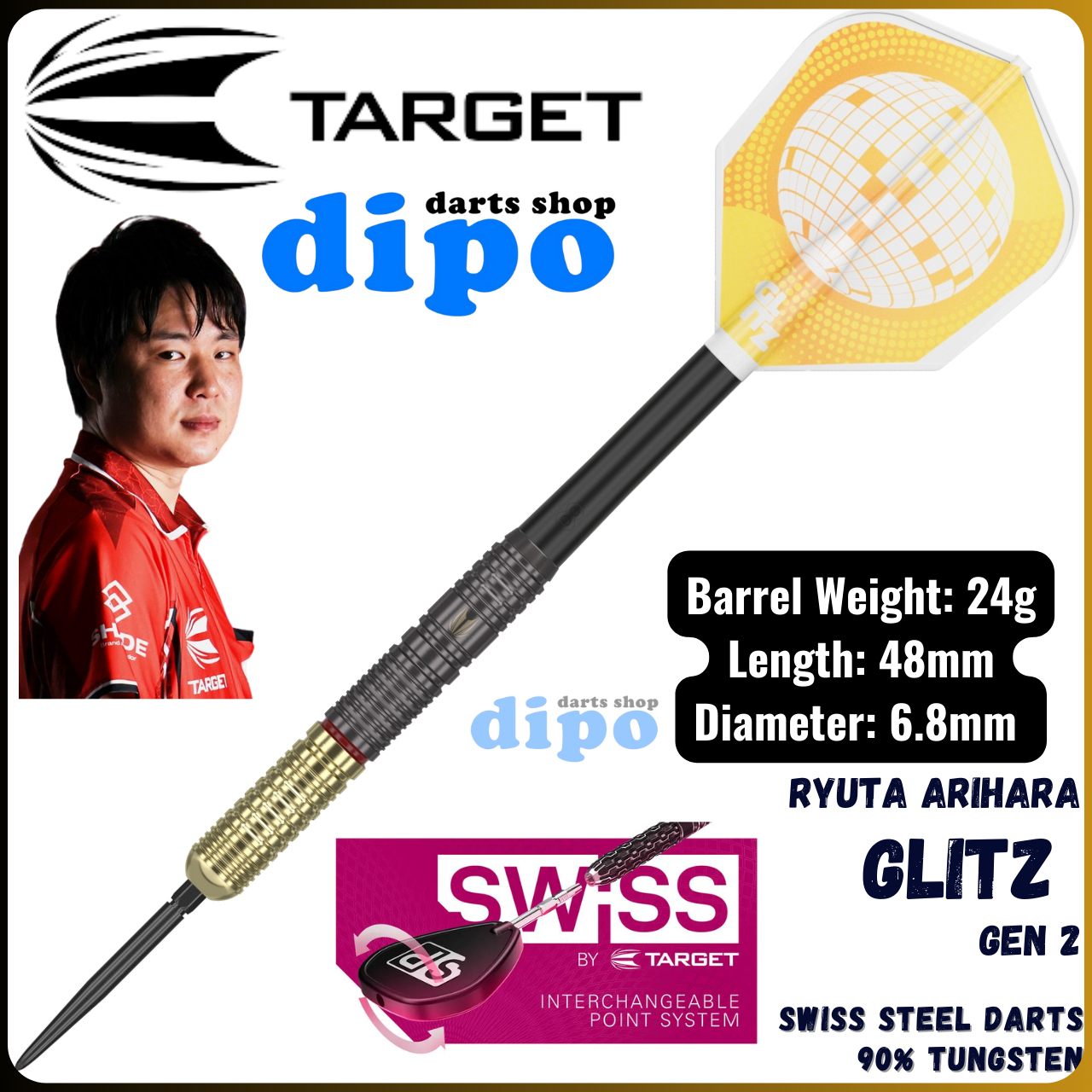 TARGET GLITZ Ryuta Arihara 17g ダーツ vP0Hvsy56555c53aae94f_17001198
