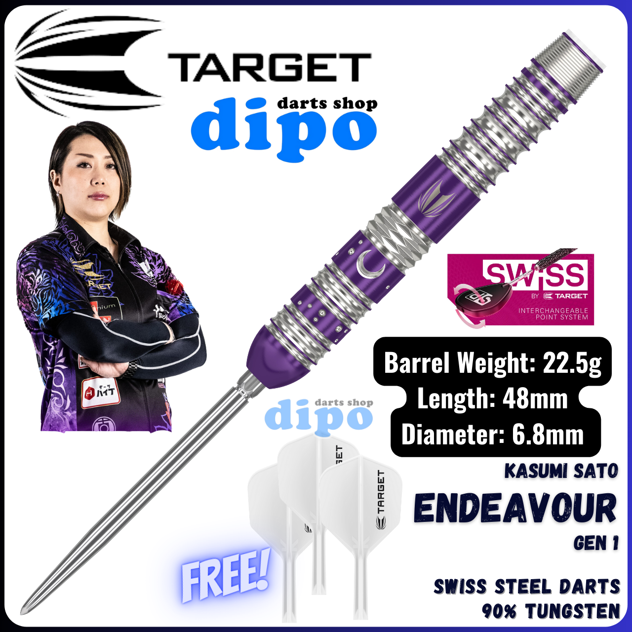 ダーツ TARGET ENDEAVOUR KASUMI SATO Model Target Kasumi Sato Endeavour G1 Swiss Point Steel Tip Darts