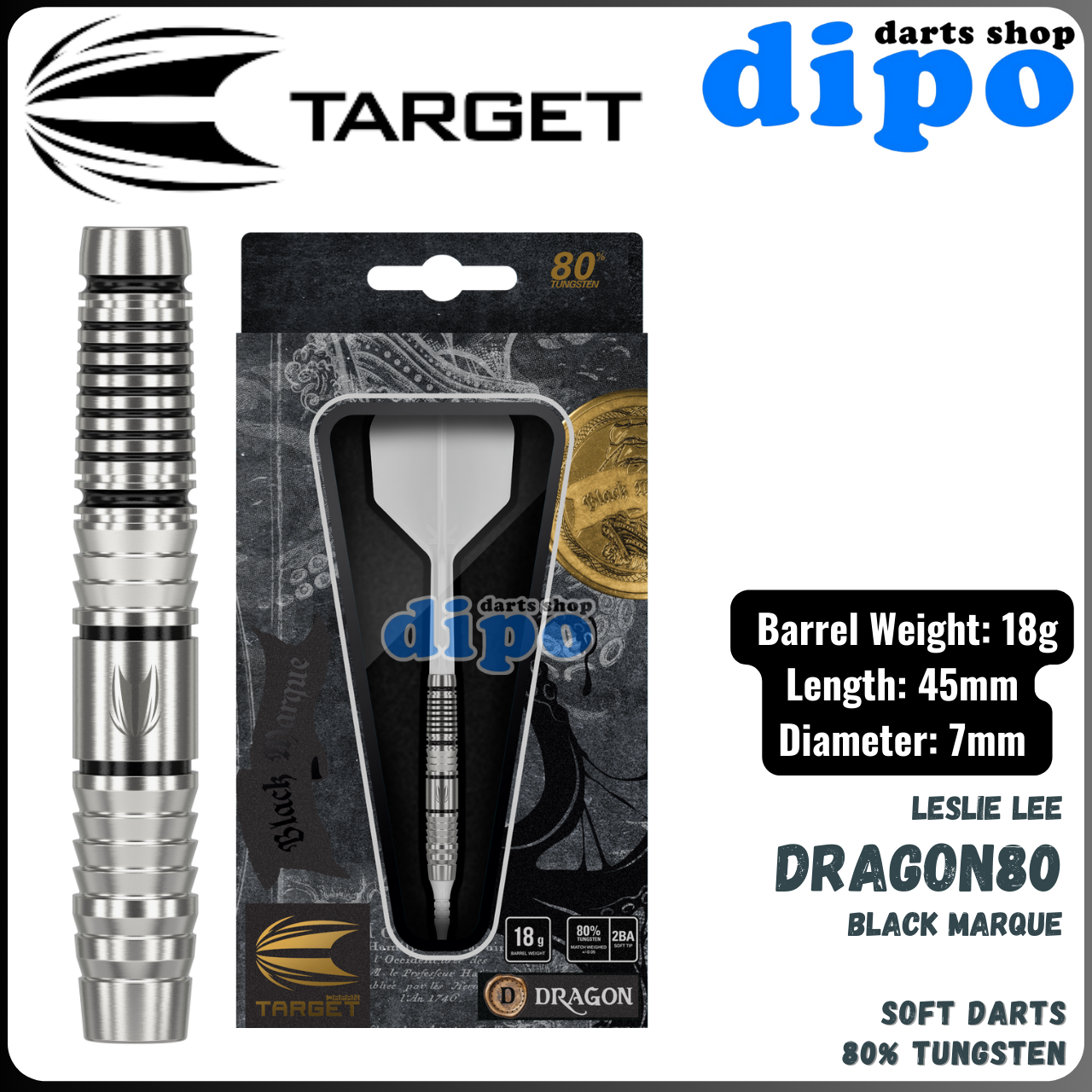 ダーツ TARGET BLACK MARQUE DRAGON 19G SOFT TIP TARGET BLACK MARQUE DRAGON80 ( Leslie Lee player model ) - TARGET