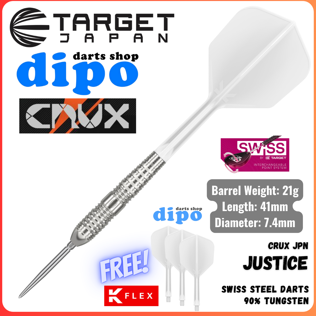 TARGET CRUX JPN JUSTICE (90% Tungsten) - TARGET Swiss Steel Darts