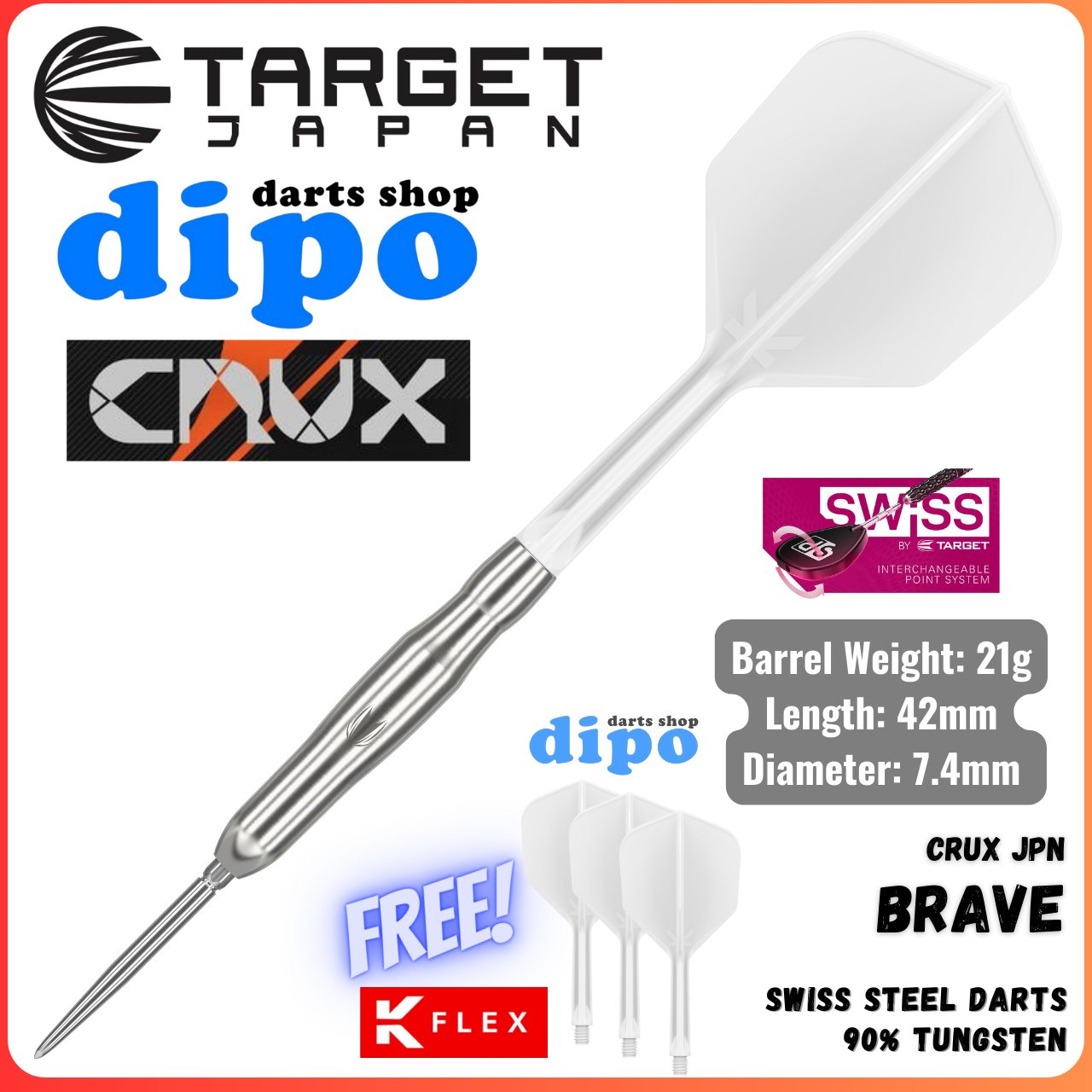 TARGET CRUX JPN BRAVE (90% Tungsten) - TARGET Swiss Steel Darts