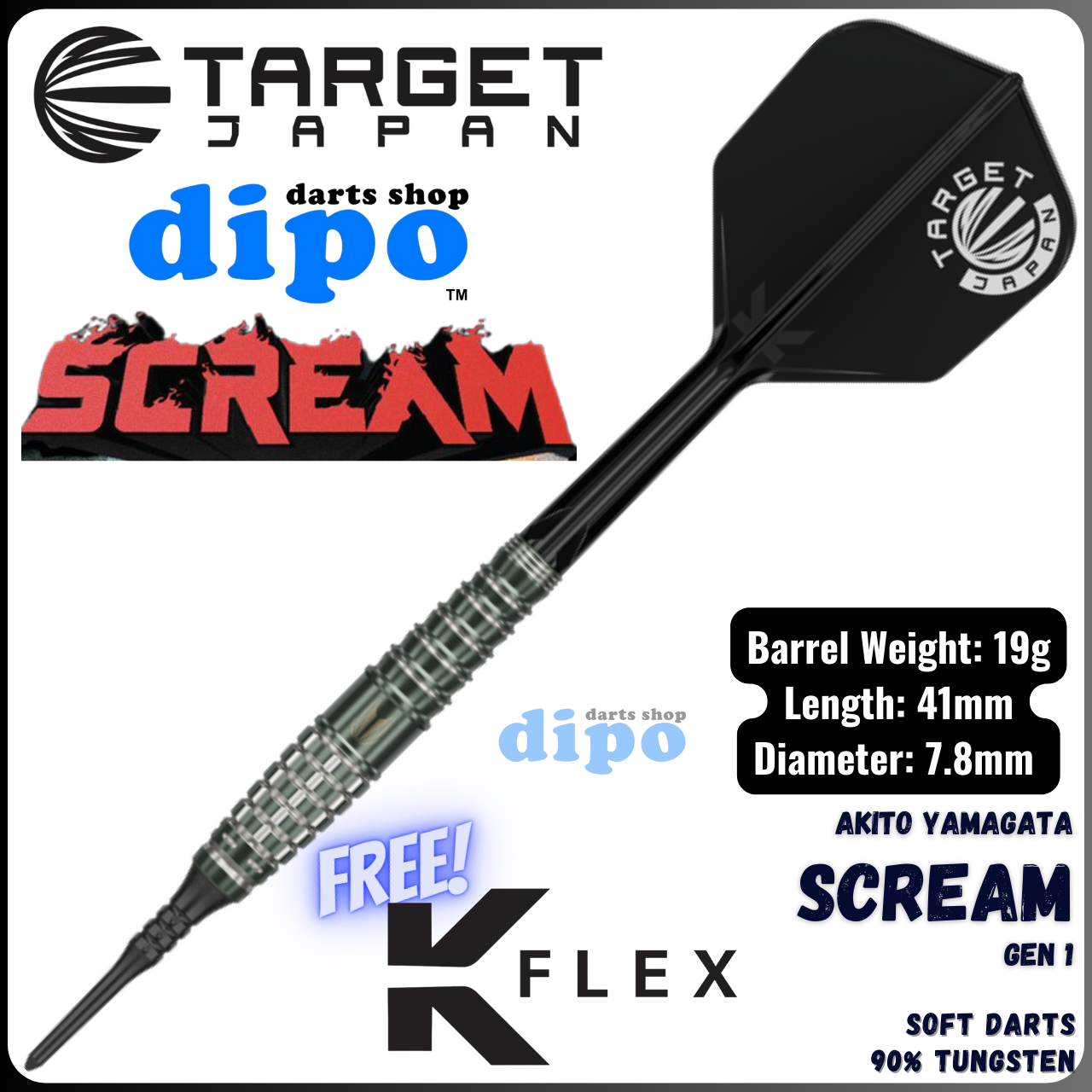 ダーツ TARGET SCREAM AKITO YAMAGATA Model Target Japan Akito Yamagata Scream G1 Swiss Point 90% Darts