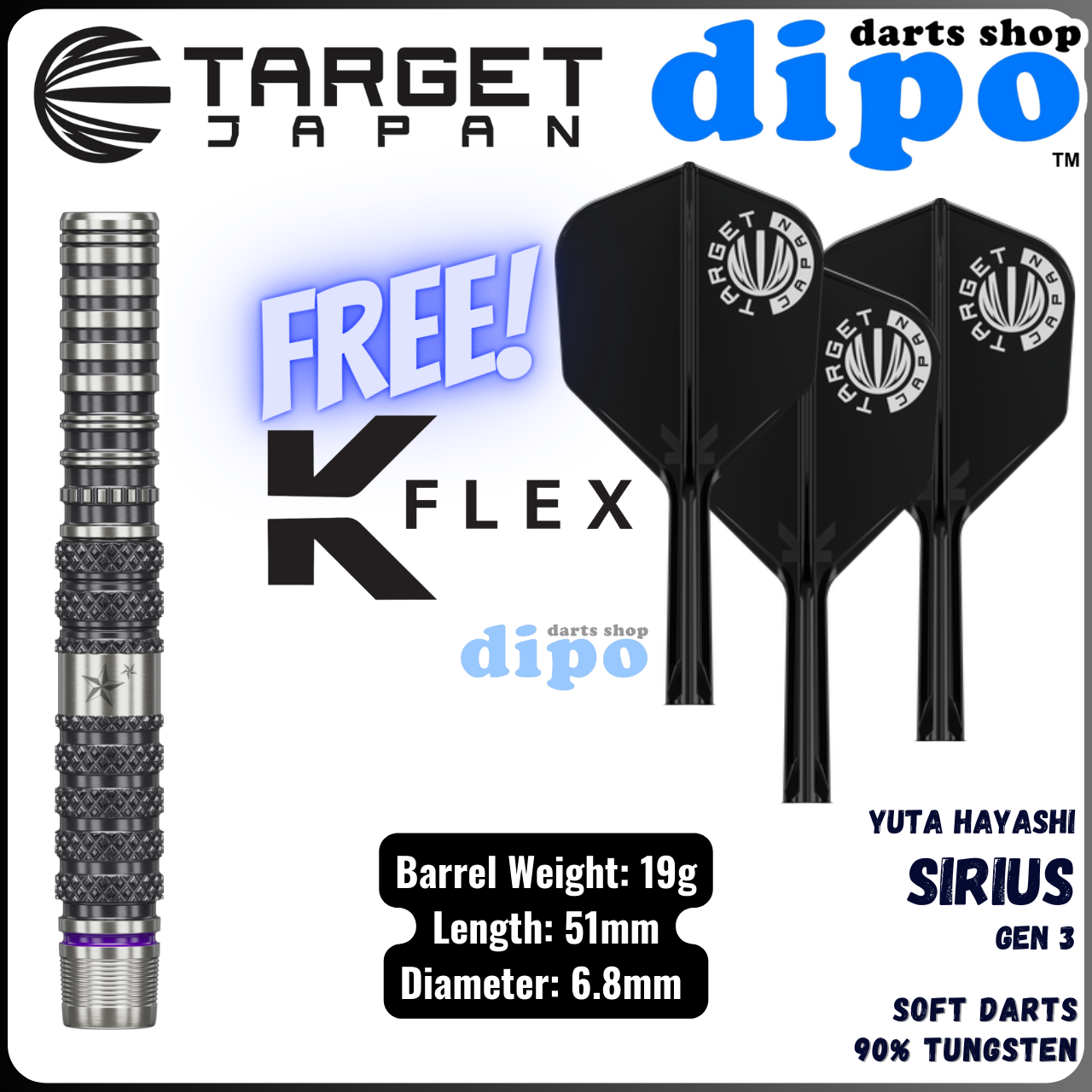 【新品】【未使用】TARGET SIRIUS G3 Target Prime Yuta Hayashi Sirius G3 Max Soft Tip Darts - 21.5gm