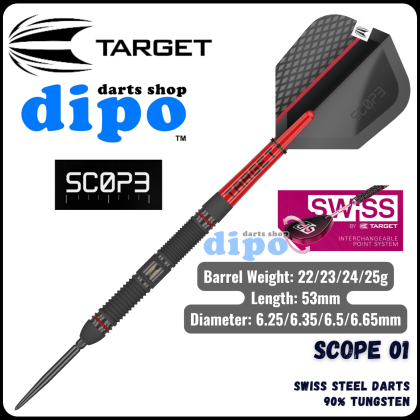 Target Darts Scope Freccette Professionali In Tungsteno 90% - Punta Acciaio, Pesi 21-25g, Set Completo - Foto 7