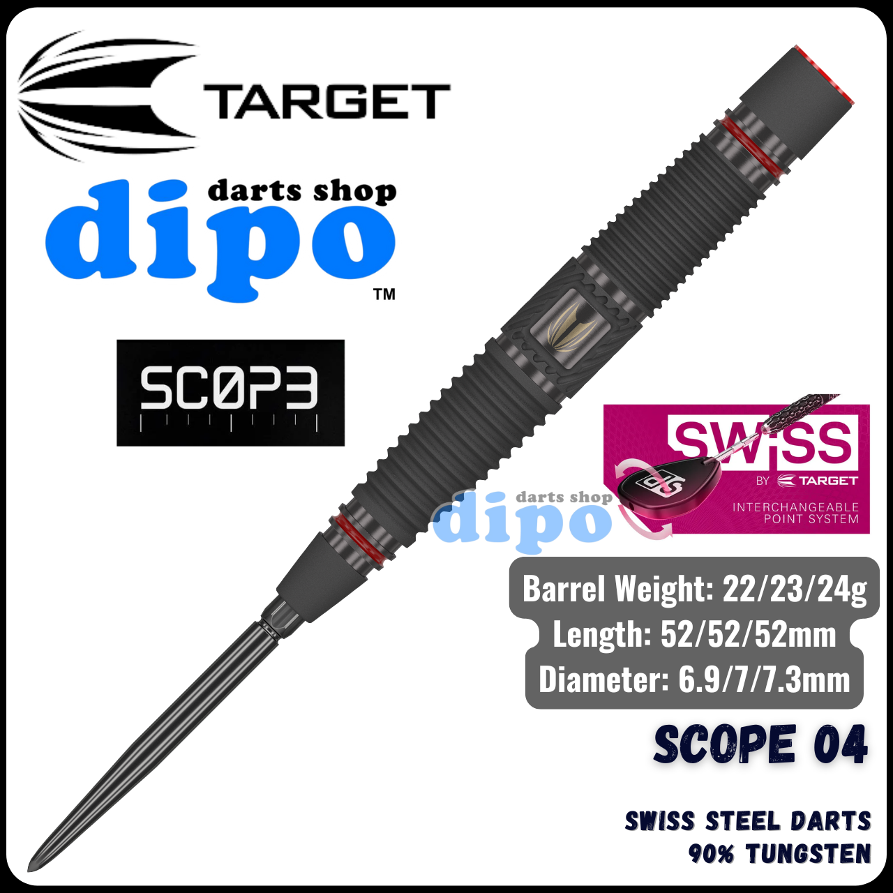 TARGET SCOPE 04 (90% Tungsten) - TARGET Swiss Steel Darts | Dipo