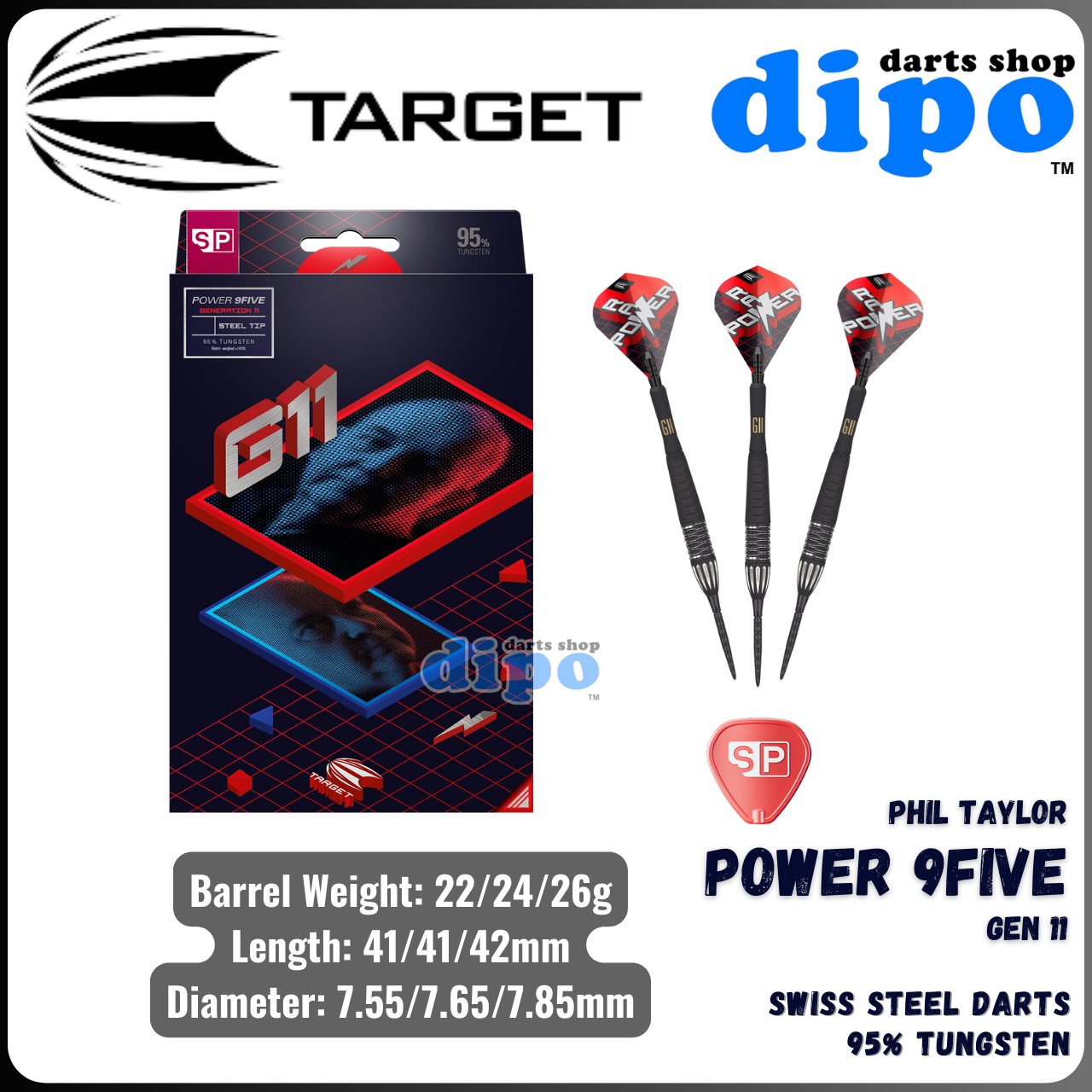 TARGET PHIL TAYLOR POWER 9-FIVE GEN 11 - TARGET Swiss Steel Darts