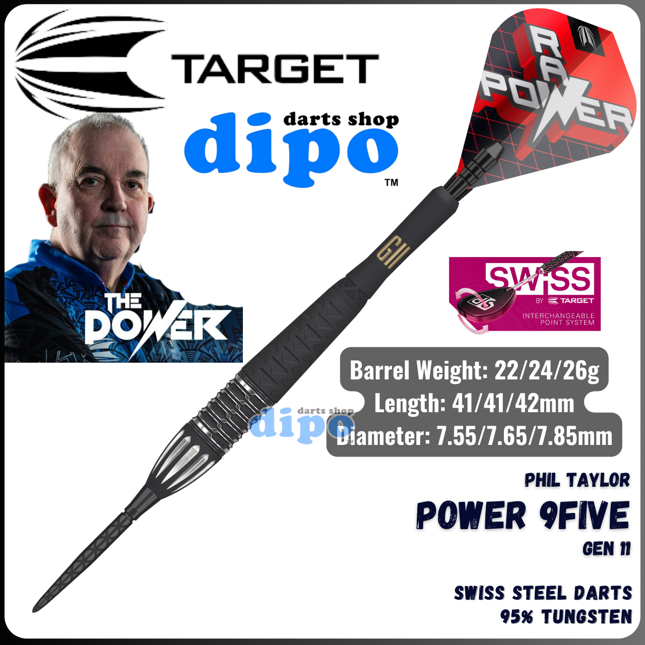 TARGET PHIL TAYLOR POWER 9-FIVE GEN 11 - TARGET Swiss Steel Darts