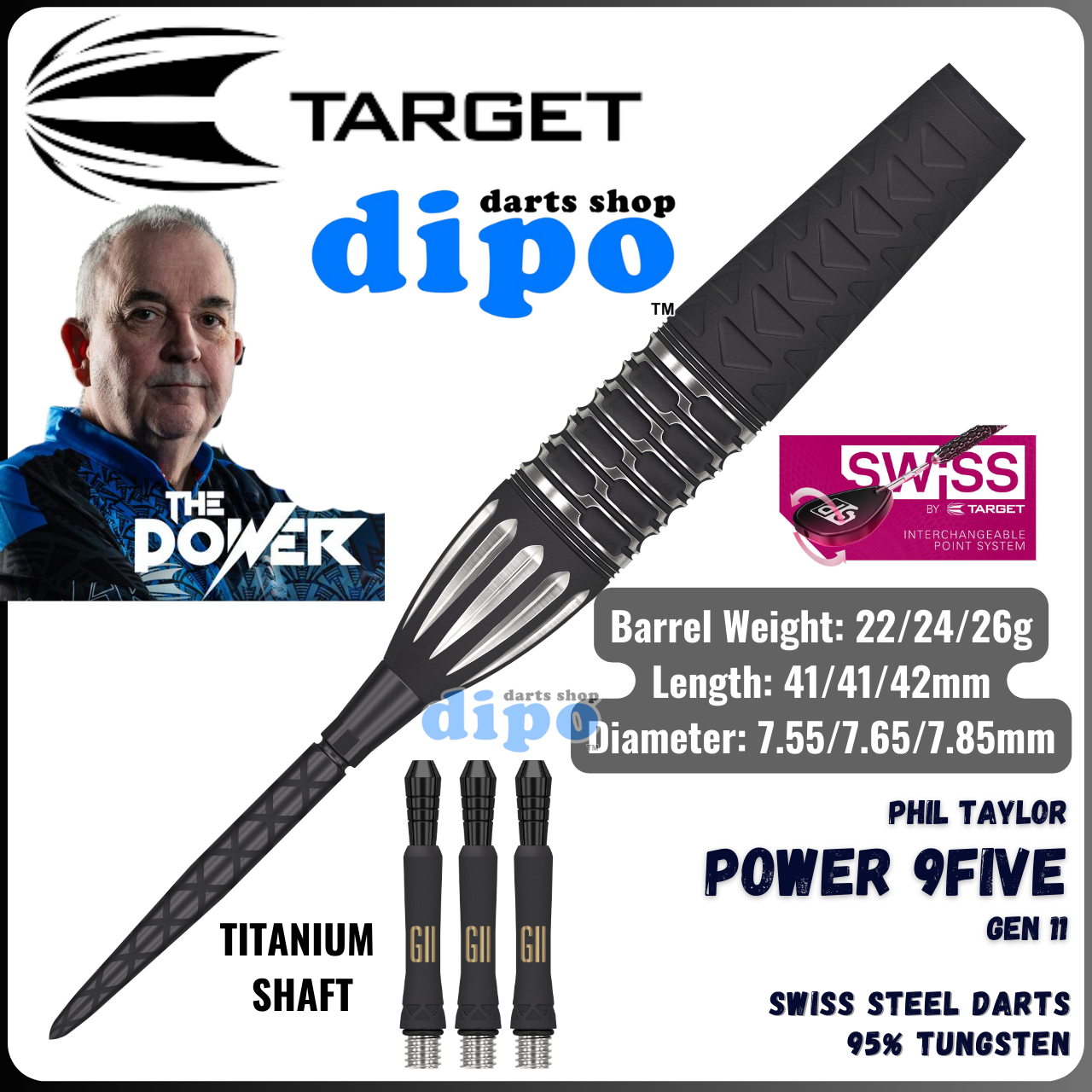 TARGET PHIL TAYLOR POWER 9-FIVE GEN 11 - TARGET Swiss Steel Darts