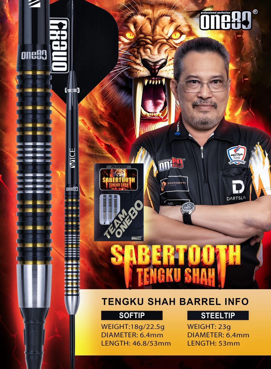 ONE80 SABERTOOTH ( TENGKU SHAH player model) - ONE80 Steel Darts