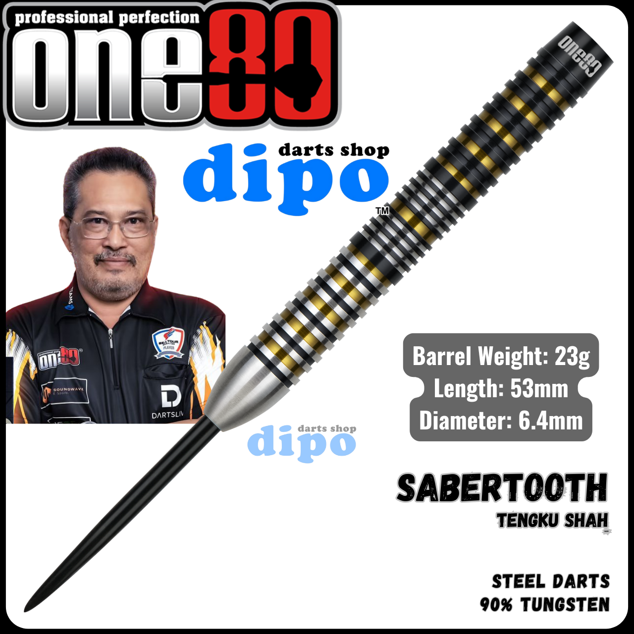 ONE80 SABERTOOTH ( TENGKU SHAH player model) - ONE80 Steel Darts
