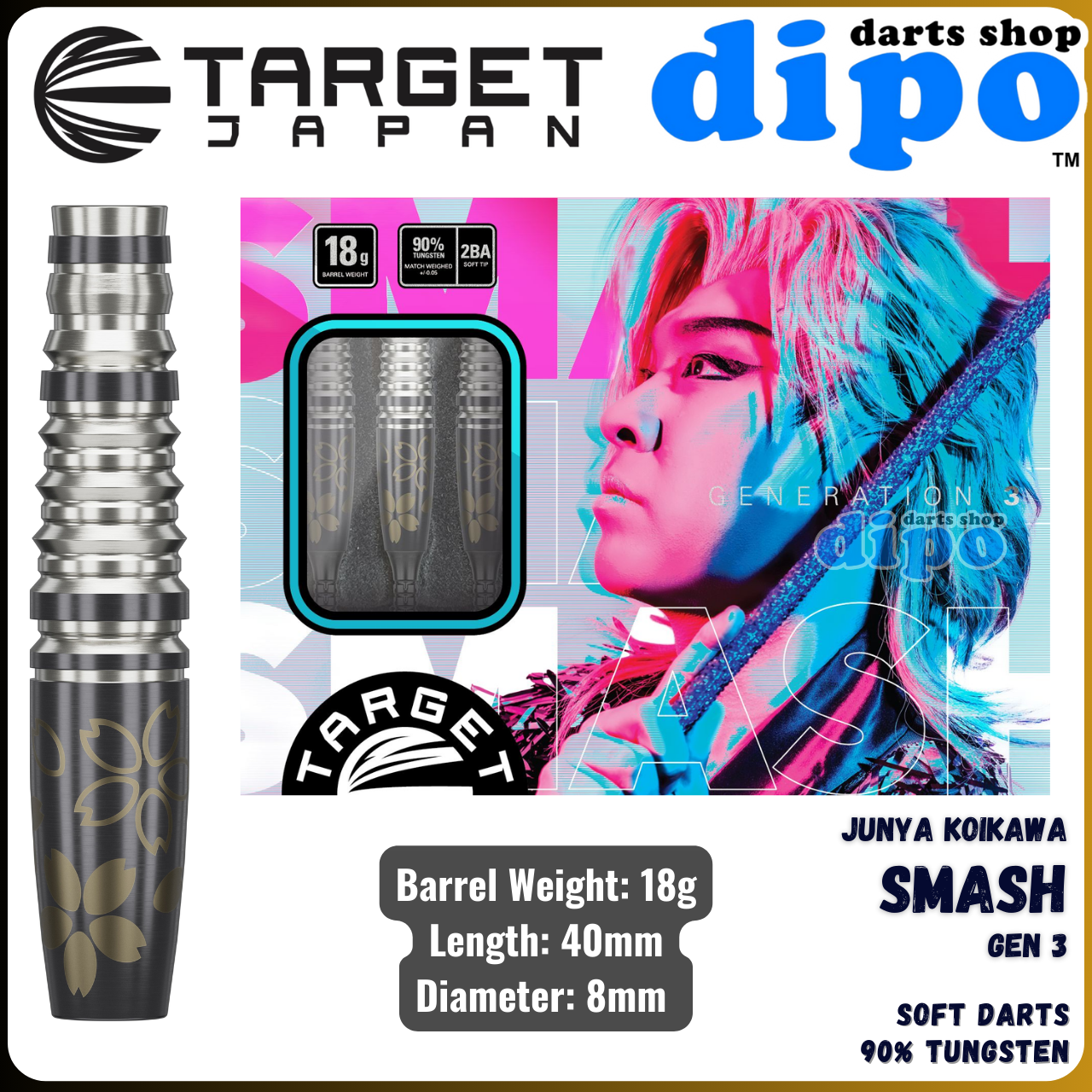 ダーツ TARGET SOLO GENERATION 3 KEITA ONO Target Keita Ono Solo Gen 3 17.5G Japan Soft Tip