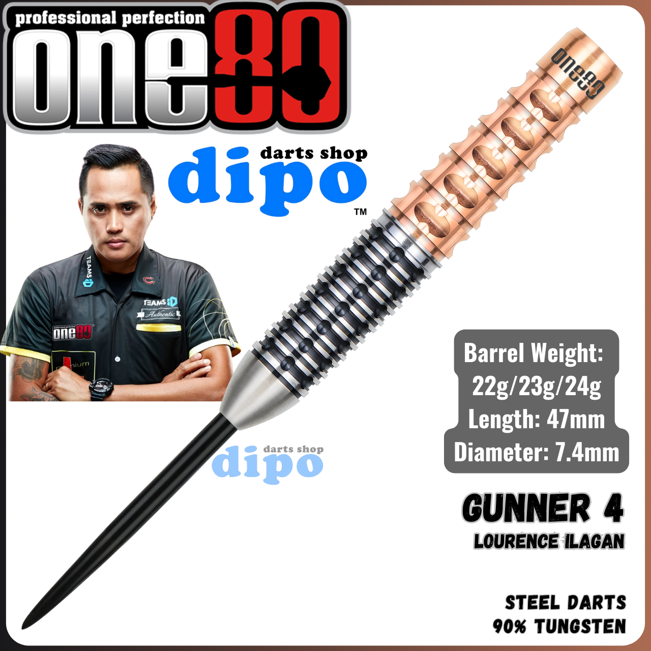 ONE80 GUNNER 4 (Lourence Ilagan model) - ONE80 Steel Darts | Dipo