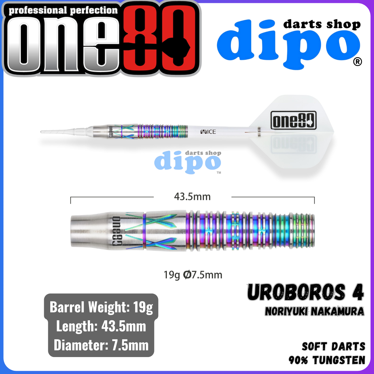 ONE80 UROBOROS 4 ( NORIYUKI NAKAMURA Model ) - ONE80 Soft Darts