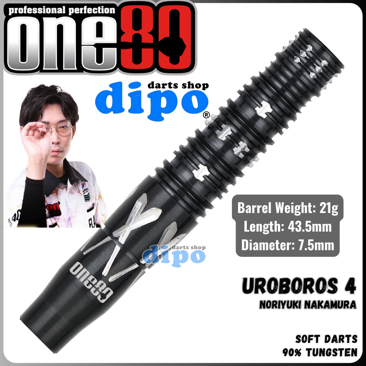 ONE80 UROBOROS 4 ( NORIYUKI NAKAMURA Model ) - ONE80 Soft Darts
