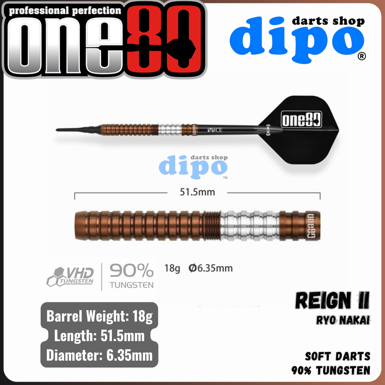 ONE80 REIGN 2 (RYO NAKAI Model) - ONE80 Soft Darts | Dipo Darts Shop