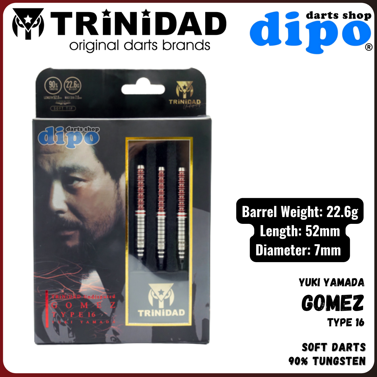 ダーツ TRINIDAD GOMEZ TYPE16 2BA Trinidad Undisputed Gomez Type 15 Soft Tip Darts - 22.6gm