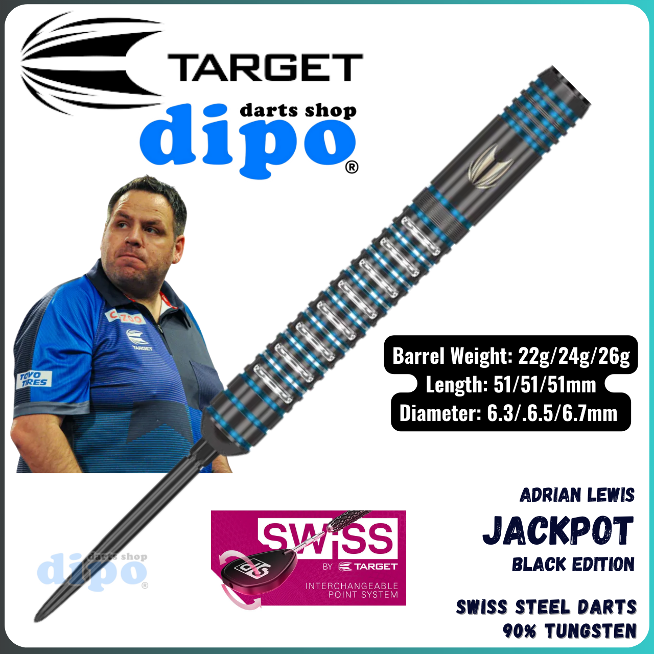 ダーツ Target ADRIAN LEWIS BLACK STEEL 26g VTjOClic68c97104a3849_17580321