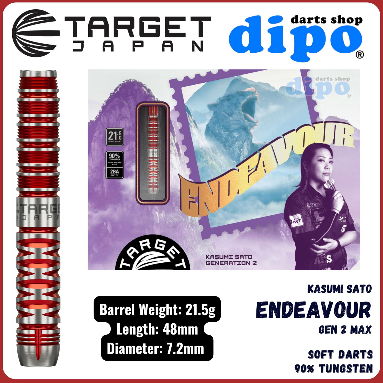 ダーツ TARGET ENDEAVOUR G1 MAX 90% 21G 2BA TARGET ENDEAVOUR Gen 2 max ( Kasumi Sato Model ) - TARGET Soft
