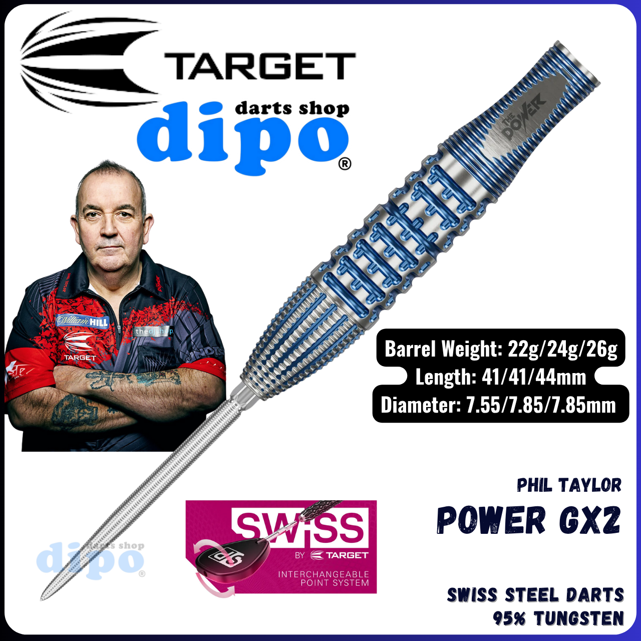 TARGET PHIL TAYLOR POWER GX2 - TARGET Swiss Steel Darts | Dipo