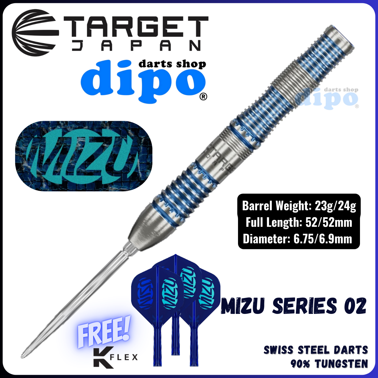 TARGET MIZU SERIES 02 (90% Tungsten) - TARGET Swiss Steel Darts