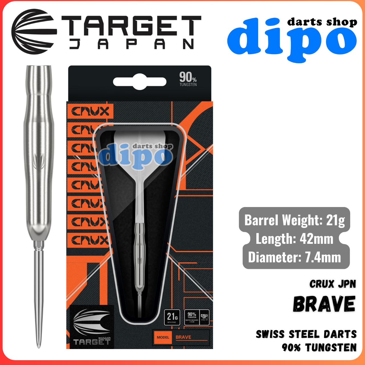 TARGET CRUX JPN BRAVE (90% Tungsten) - TARGET Swiss Steel Darts
