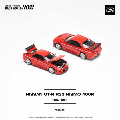 READY-STOCKS] Pop Race 1/64 Nissan GT-R R33 Nismo 400R Red