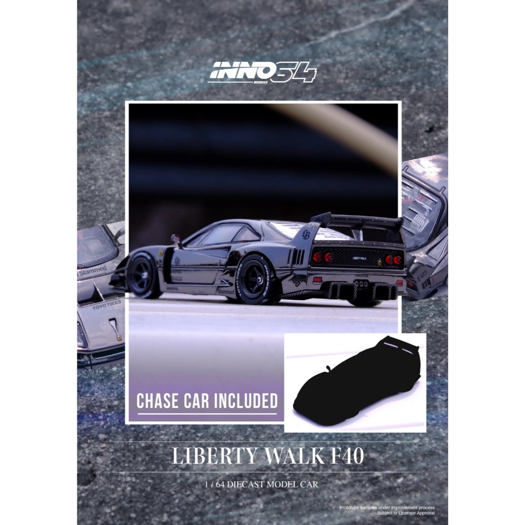 READY-STOCKS] Inno64 LBWK F40 Chrome Black | Diorama Products for