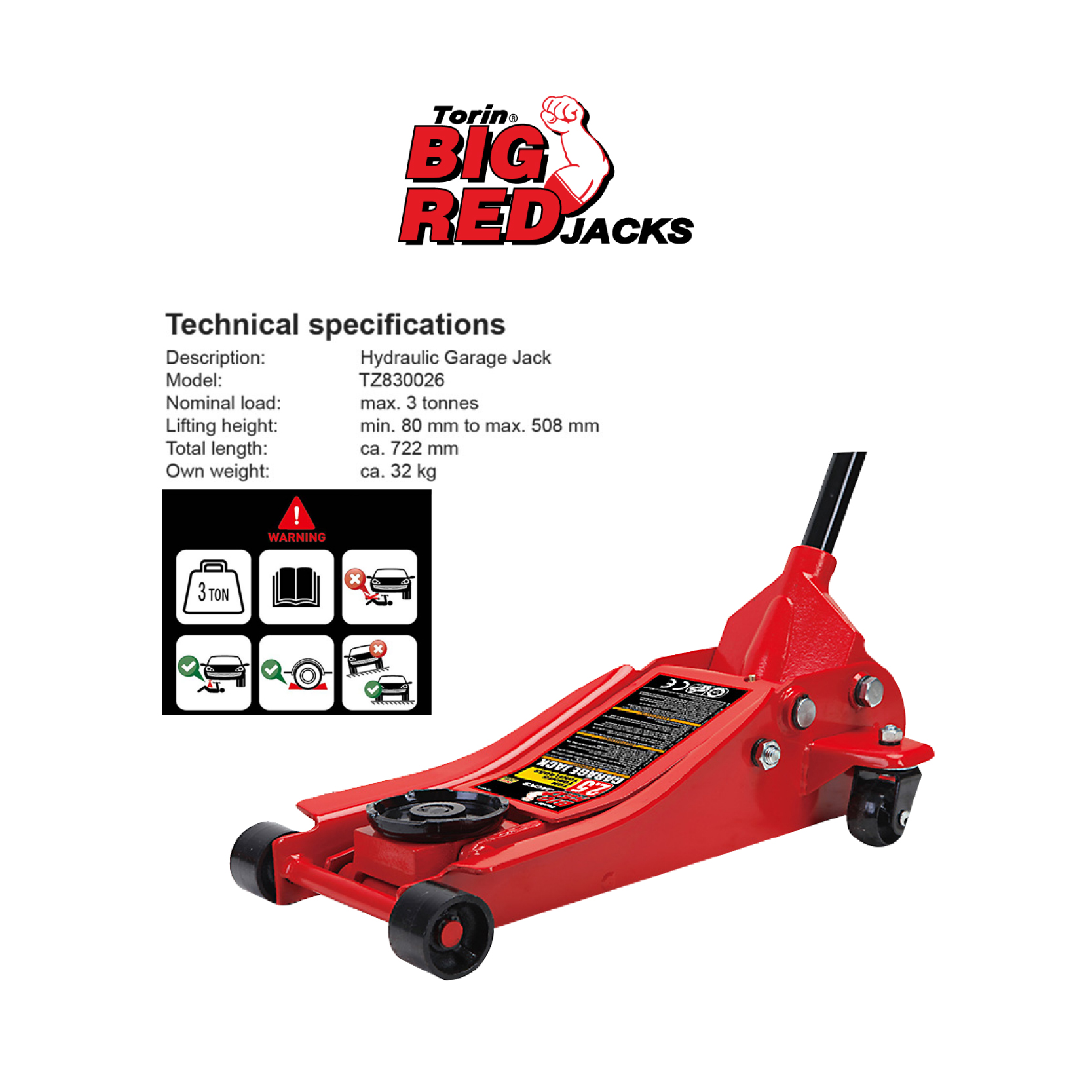 3 TON BIGRED LOW PROFILE FLOOR JACK (DOUBLE PISTON