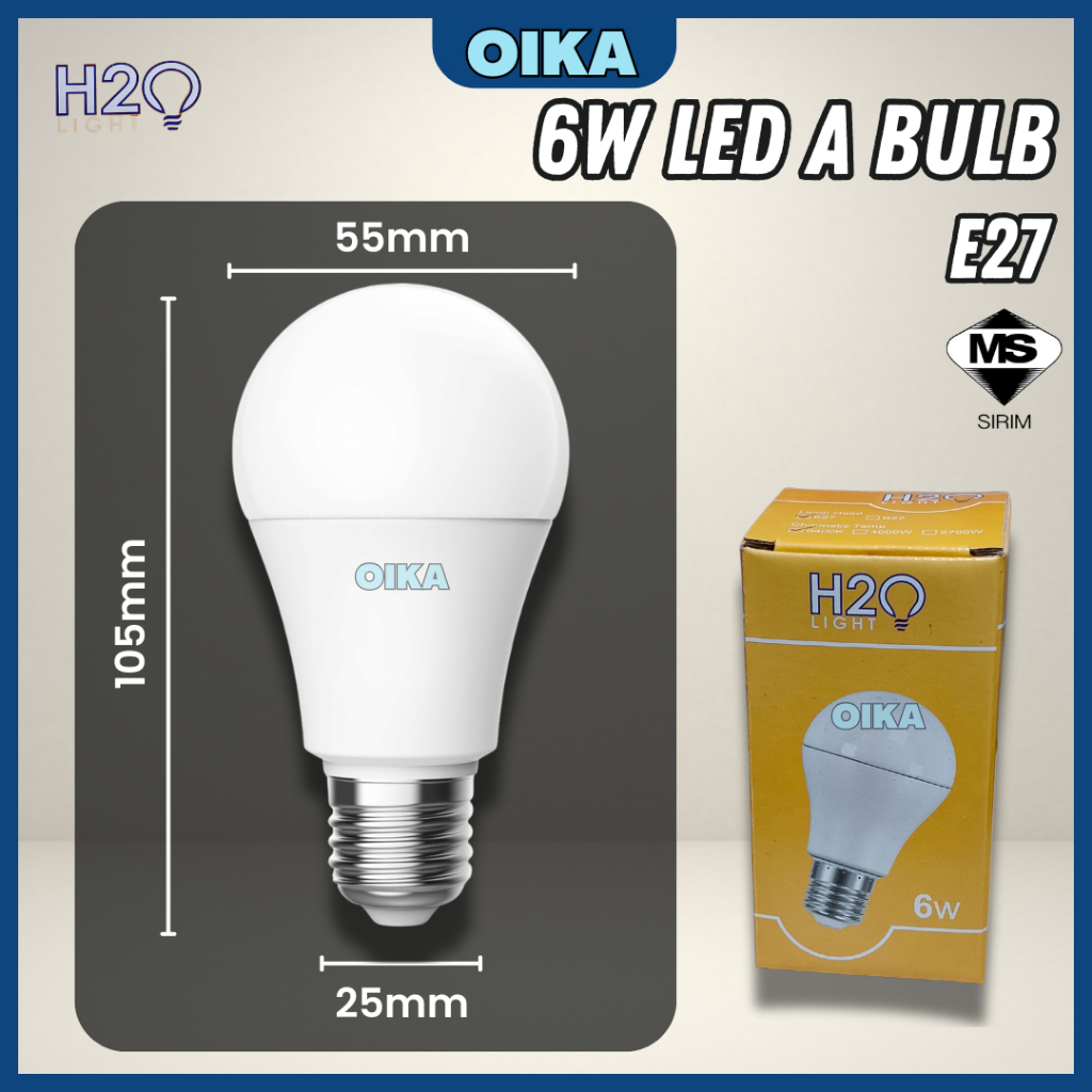 [SIRIM] B22 E27 LED A BULB 6W / 8W High Lumen Energy Saving 6500K LED Bulb for Home, Hotel, Shop Dec