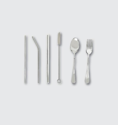 [ LOCAL READY STOCK ] 6 Pieces Reusable Stainless Steel Straw Cutlery ...