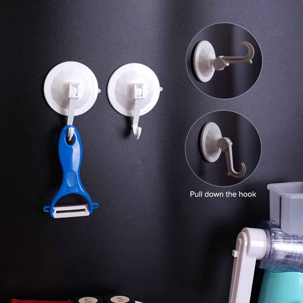 Elianware 2pcs Strong Wall Vacuum Hooks Heavy 2kg Weight Kitchen Bathroom Hanger